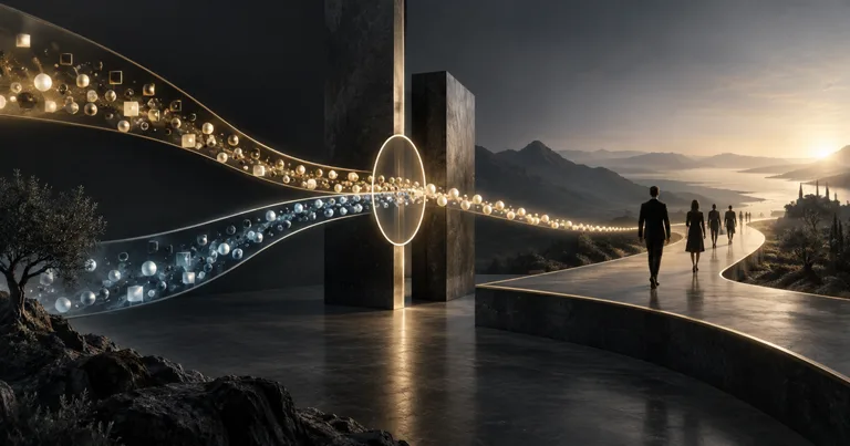 Two advertising data paths passing through a commercial decision gate toward valuable customers