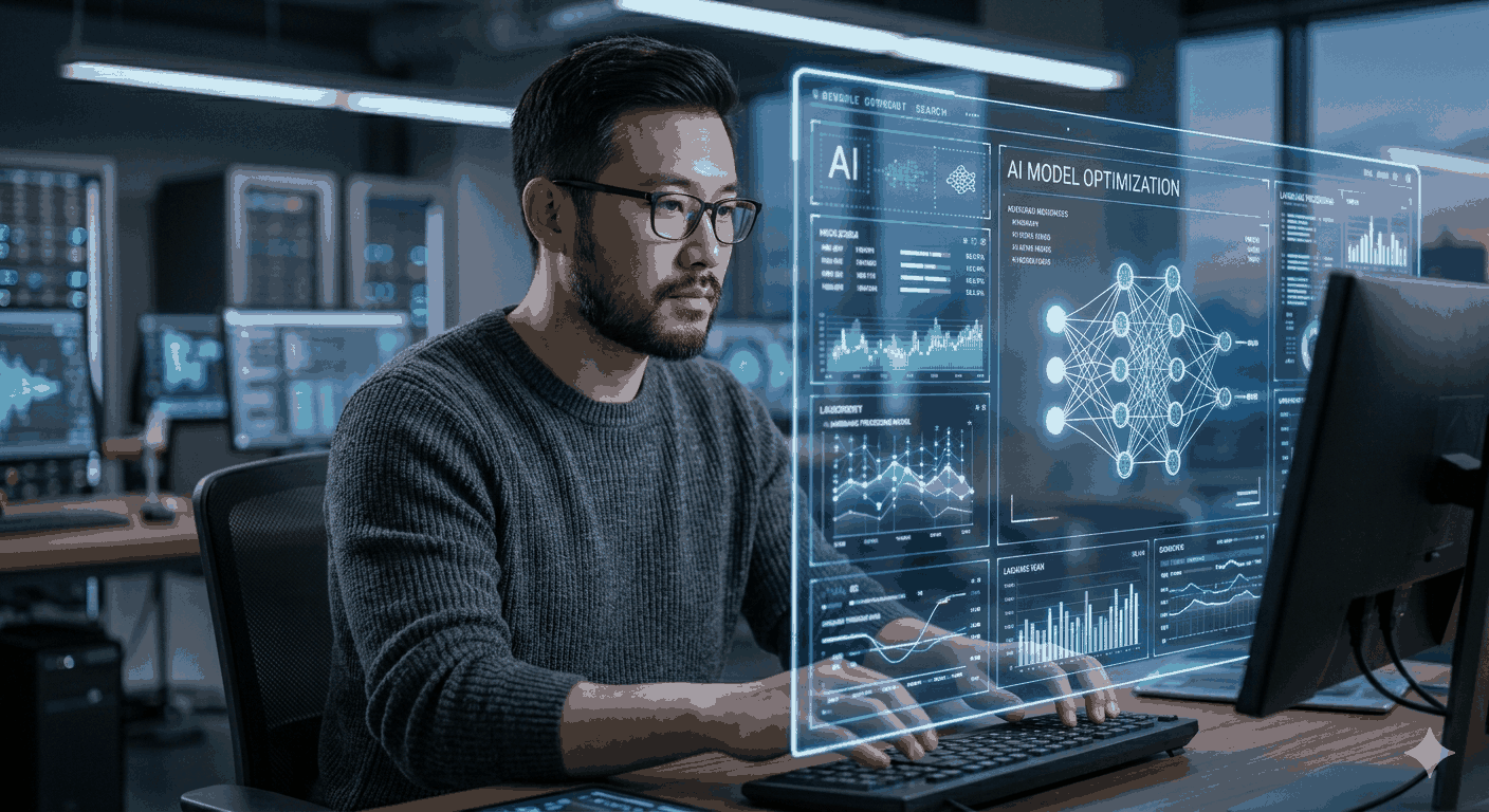 Operator reviewing AI workflow dashboards and readiness signals