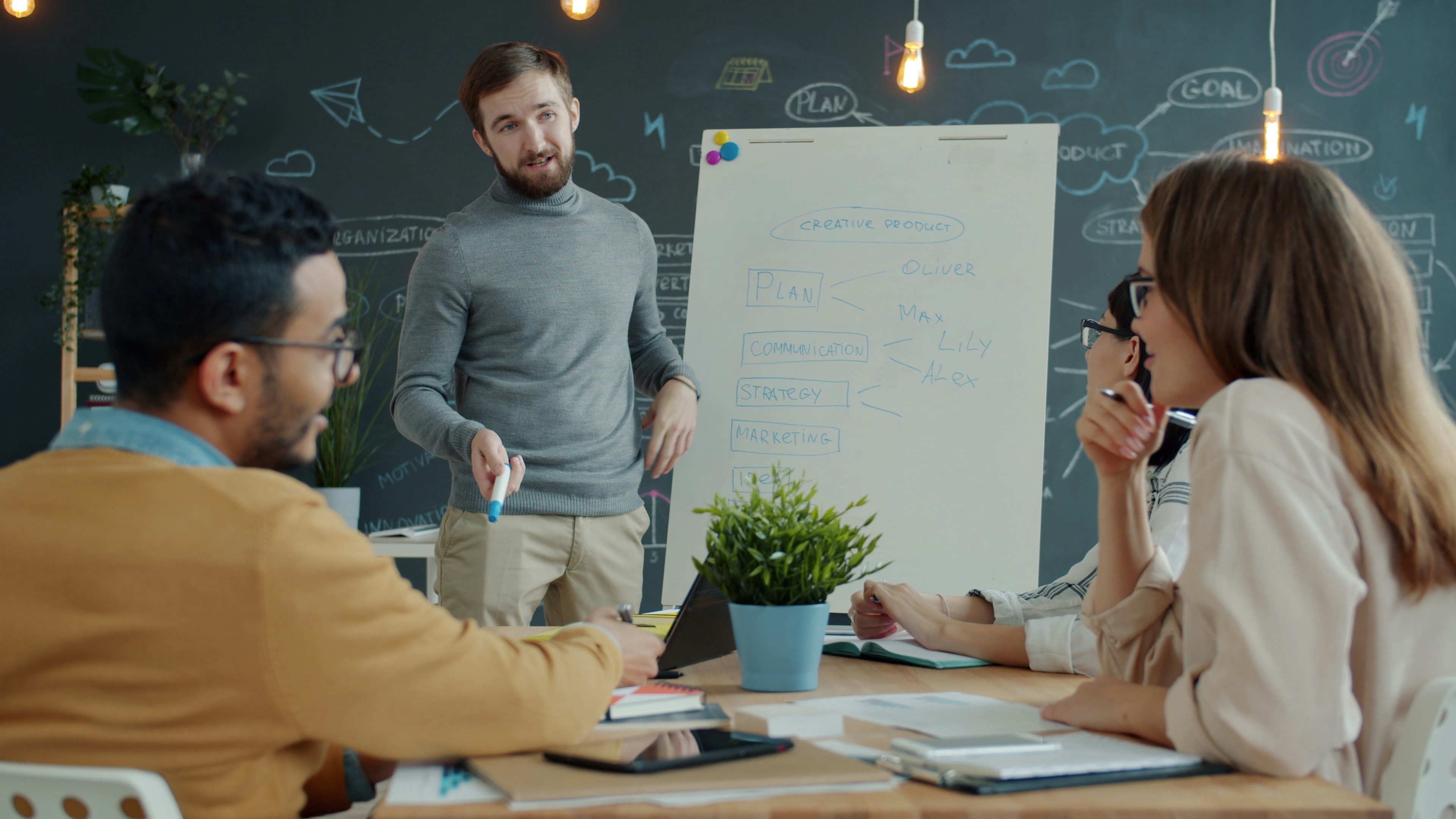 Commercial team mapping customer workflow and process priorities before automation
