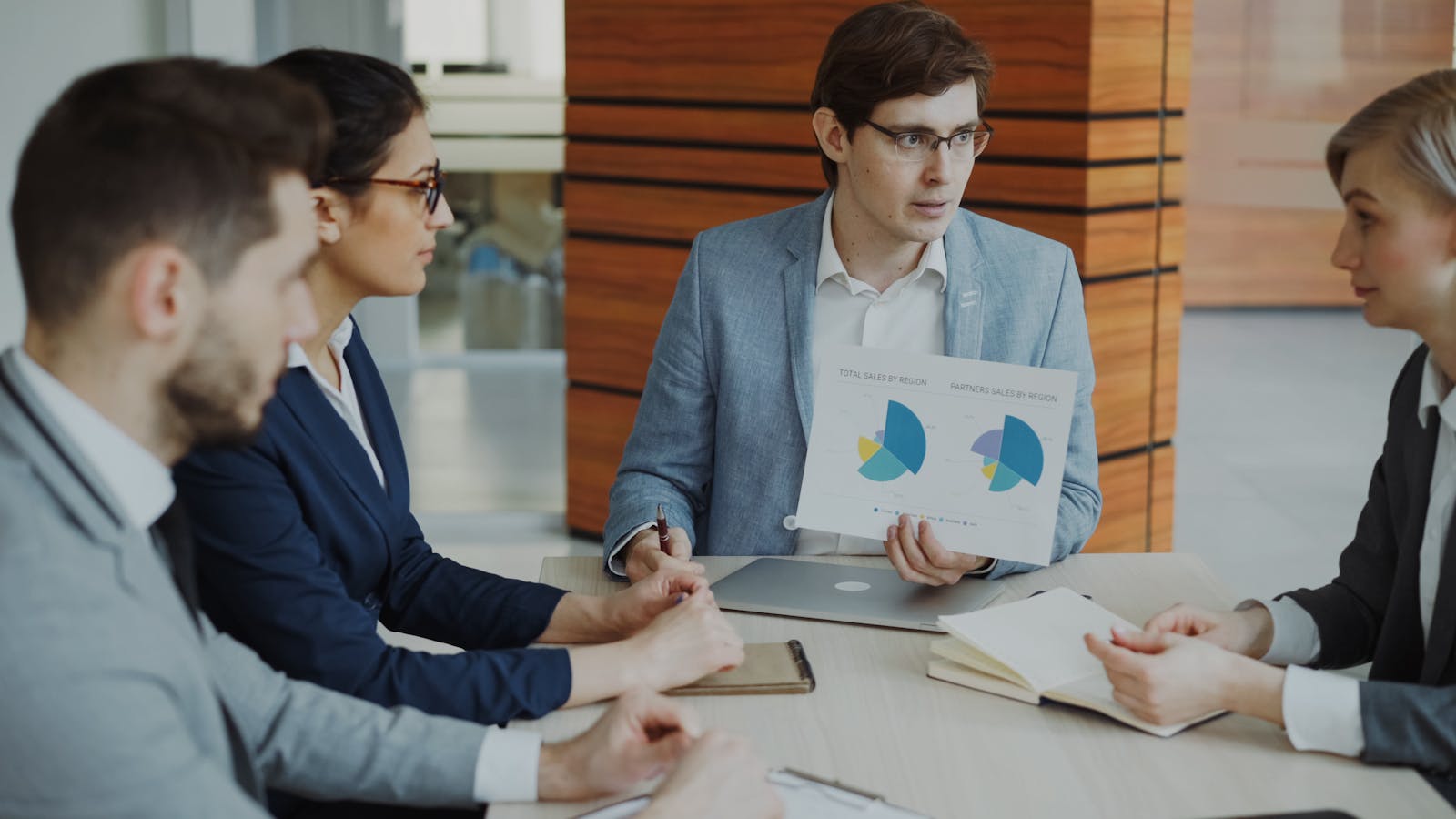 Advisory scorecard and meeting notes on a boardroom table