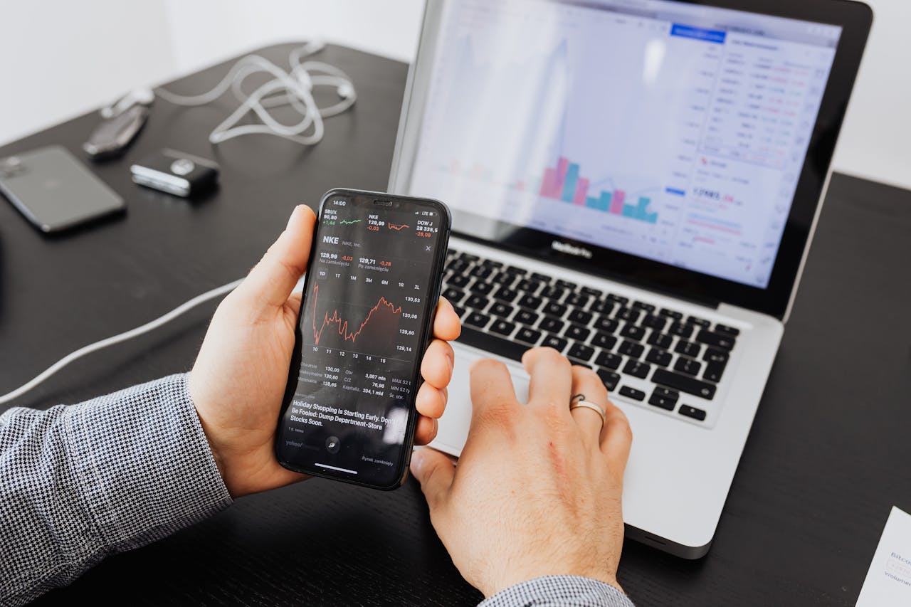 Buyer checking AI search visibility and commercial discovery signals across devices