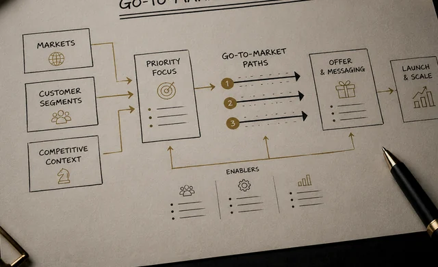 Go-to-market strategy diagram and commercial architecture
